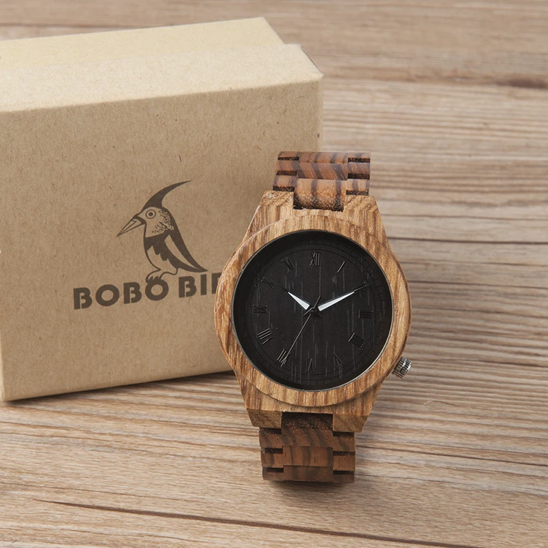 Роскошные мужские наручные часы BOBO BIRD с деревянным ремешком и деревянной