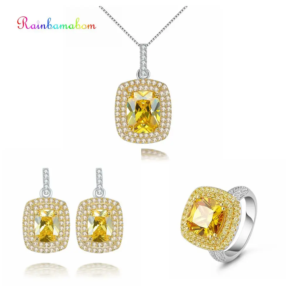 Женский ювелирный набор Rainbamabom роскошные серьги-гвоздики из белого золота