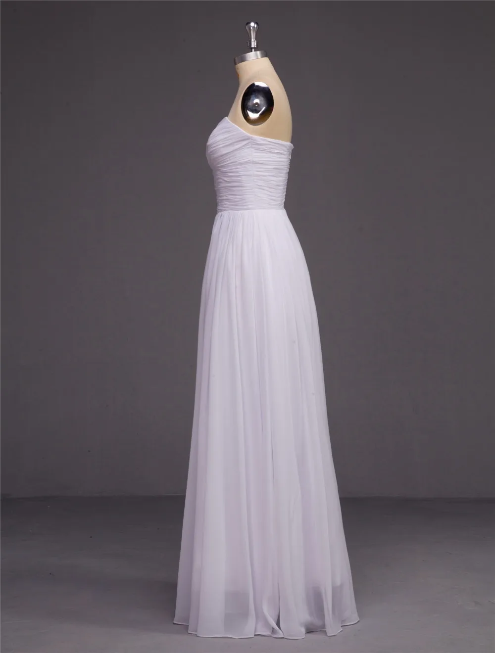 2015 A-Line Милая Шифон Настоящее Дешевые Ruched Длиной до пола Свадебные Платья