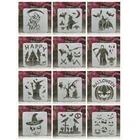 12 шт. 13*13 см Череп ведьма Летучая Мышь Хэллоуин DIY слойные трафареты картина искусственная кожа декоративный шаблон