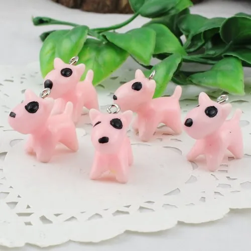 50 шт./лот смола кулон с животным-собакой милые Подвески для DIY Цепочки и ожерелья и браслета 23x10 мм(K00394
