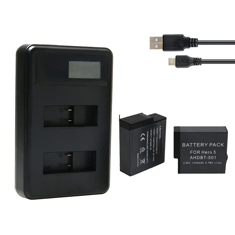 2 шт Hero 6 5 батареи + LCD смарт-дисплей количество электричества зарядное устройство