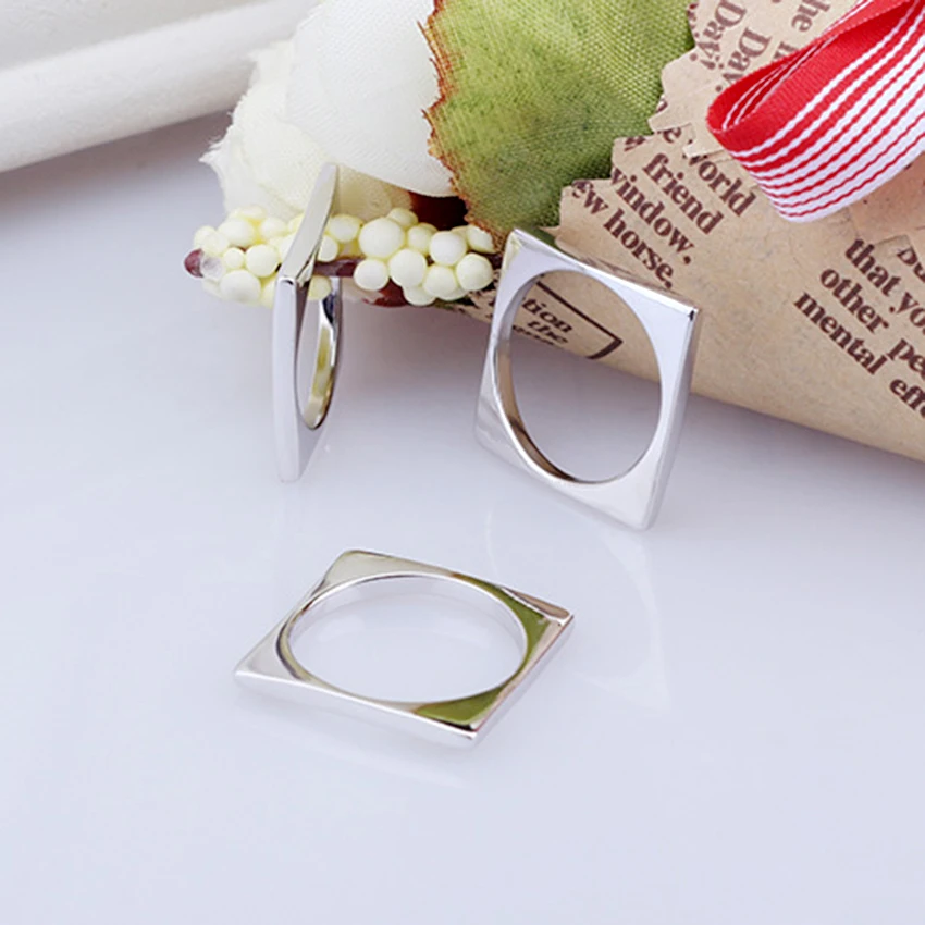 Kinitial 1 Шт. joyas de plata 925 Геометрические Квадратной Формы Кольца Ювелирные Изделия