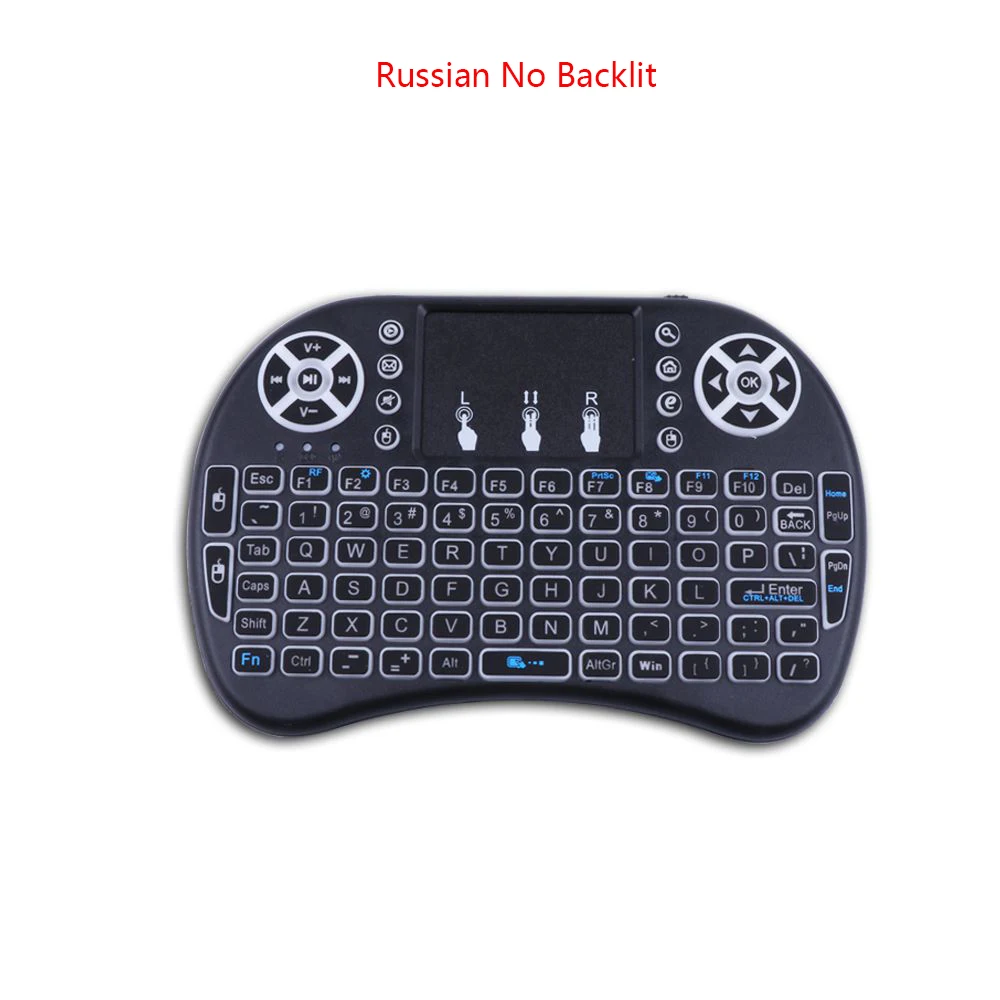 Беспроводная мини-клавиатура с подсветкой i8 Air mouse, русская английская испанская, с дистанционным управлением для Android Smart tv Box - Цвет: No Backlit Russian