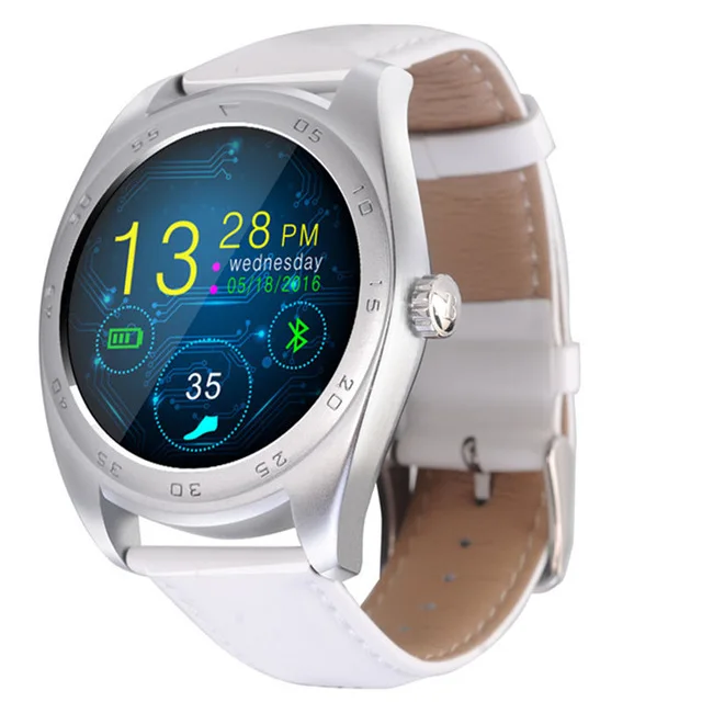 white leather K89 Смарт-часы 1,22 дюймов умные часы ips круглый экран монитор сердечного ритма Bluetooth часы для iphone IOS Android iphone - Цвет: white leather