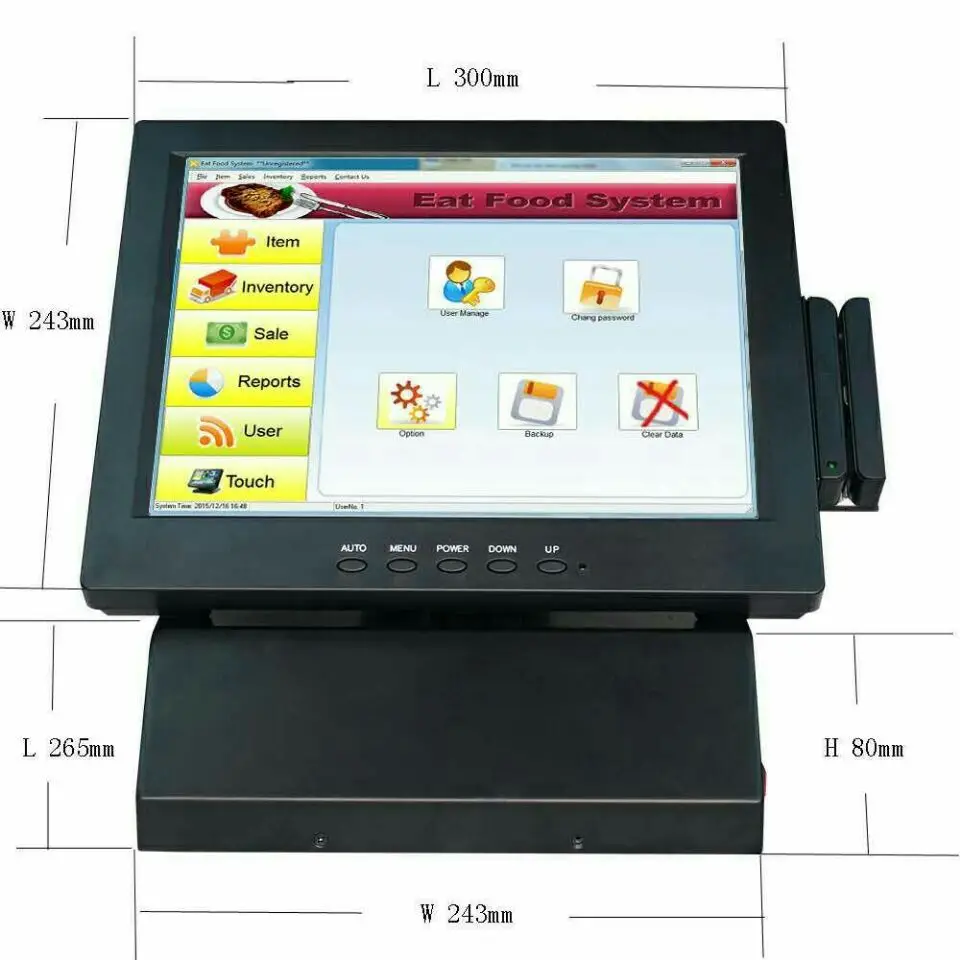 

free shipping 12 inch POS machine all in one touch screen pos system restuarant cash register with windows7 Beta