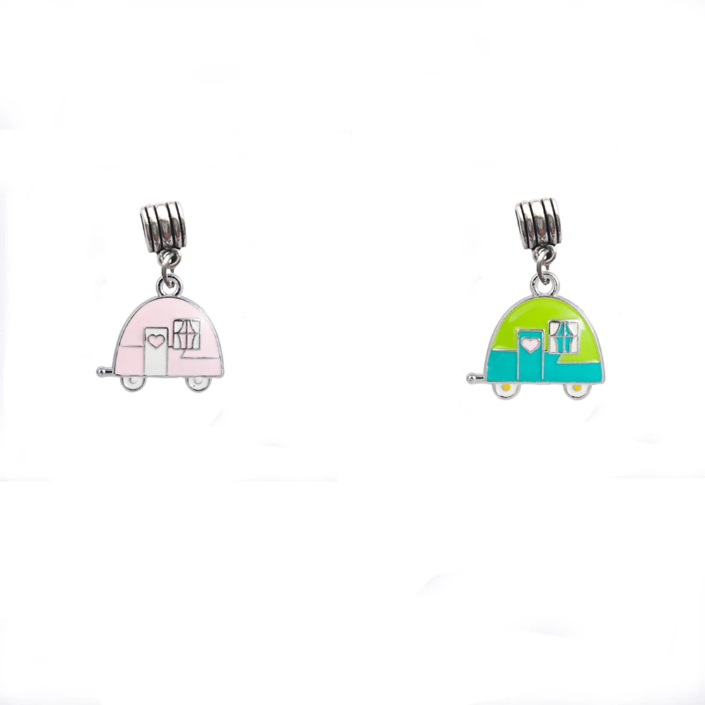 Myshape Camping Trailer Enamel Charm For Jewelry Making car house Beads Fit DIY Bracelet Necklace Pendant Car Accessories 5pcs | Украшения