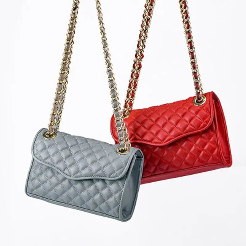 Leather chain bag European and American fashion women's shoulder diagonal head layer leather small square handbag | Багаж и сумки