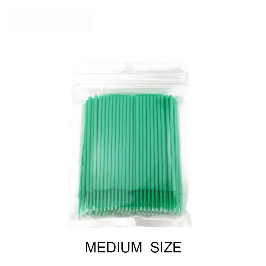 100pcs Green 100 шт Макияж щеточки Одноразовые микро-Аппликаторы кисти для наращивания ресниц принадлежности аксессуары для ресниц - Цвет: 100pcs Green