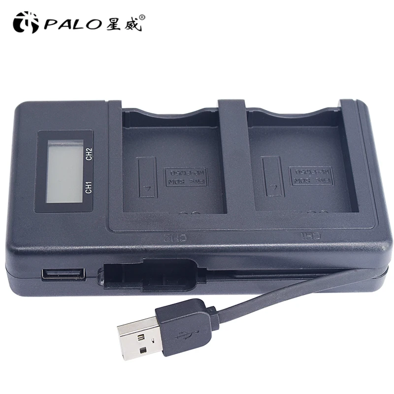 PALO цифровой Зарядное устройство LP-E6 LP-E8 LP-E17 NP-FW50 EN-EL15 EL15 ЖК-дисплей дисплей поставляется с USB Камера батарея двойной слот Зарядное устройство
