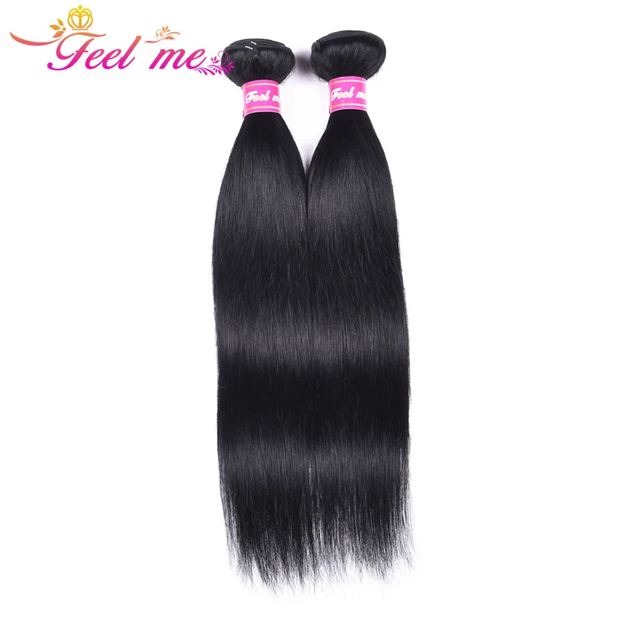 Feel Me Malaysian Straight Hair Bundles Jet Black #Human Weaves #1 10-26 inch Extension Non Remy | Шиньоны и парики