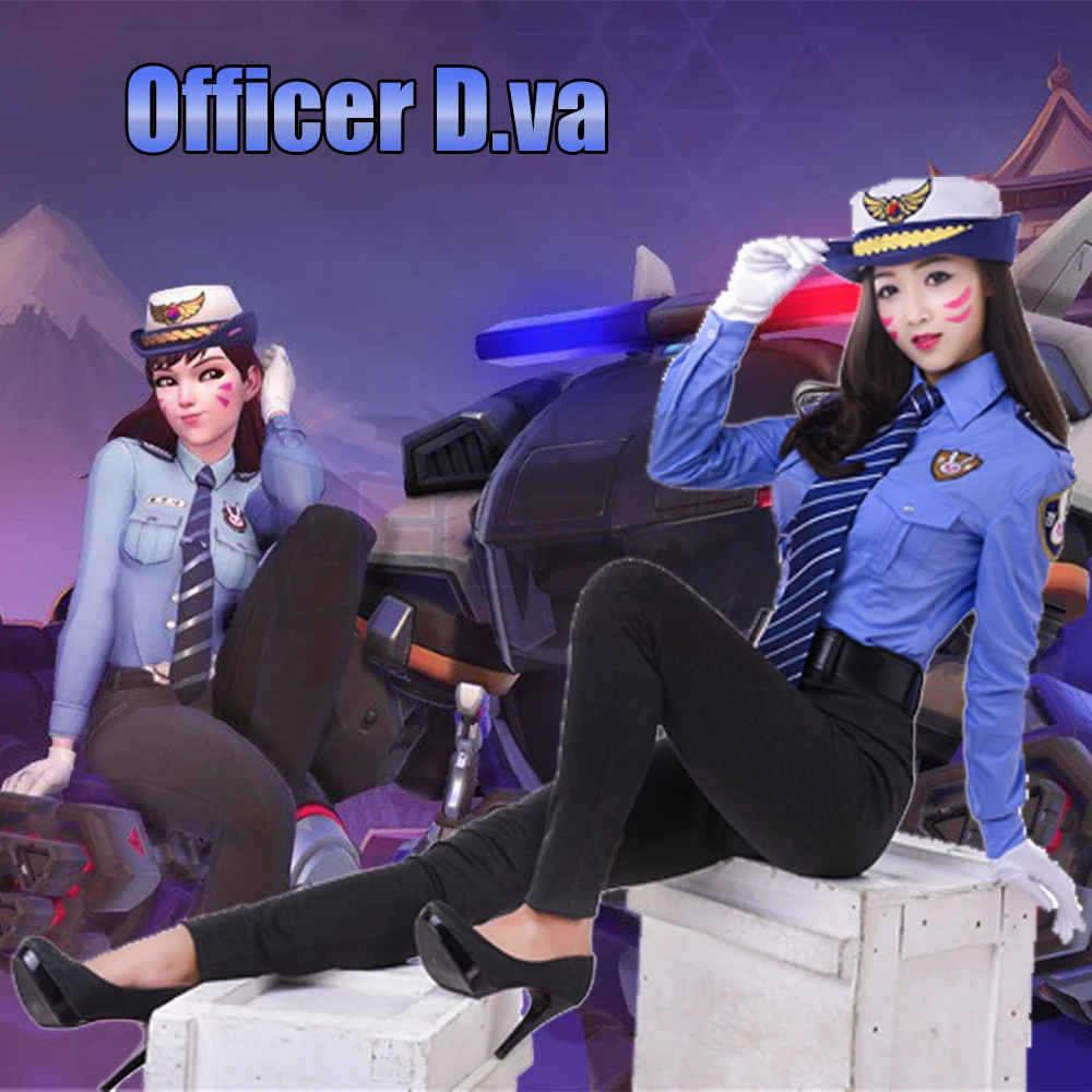 Полицейский костюм dva Новинка 2017 Косплей офицера Dva d.va полицейский полицейская