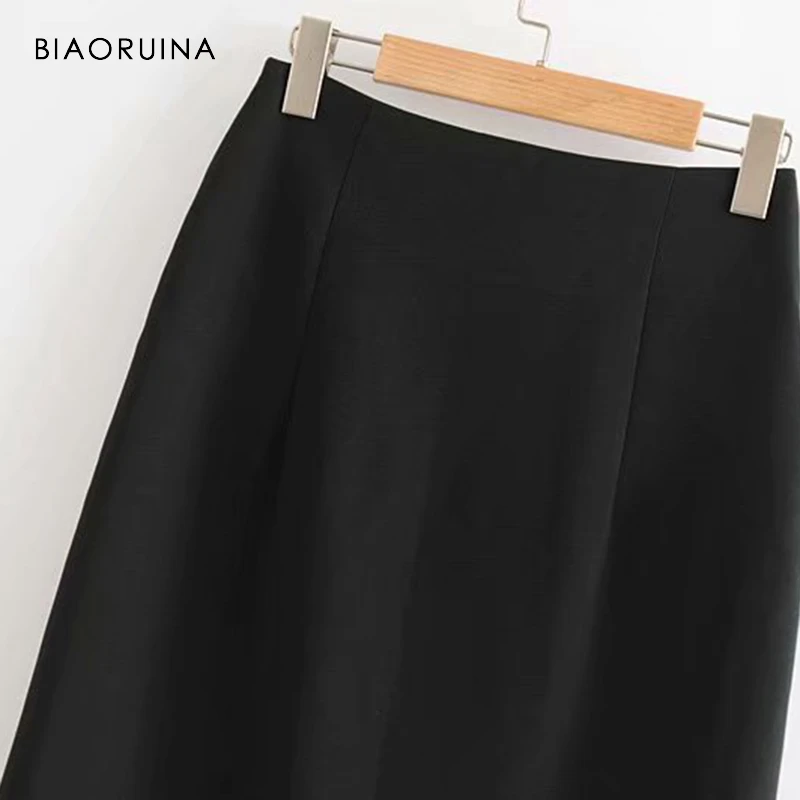 BIAORUINA, женская, шикарная, высокая талия, пэчворк, контрастные цвета, юбка, боковая молния, офисная, женская, стильная, асимметричная, юбка, повседневные юбки