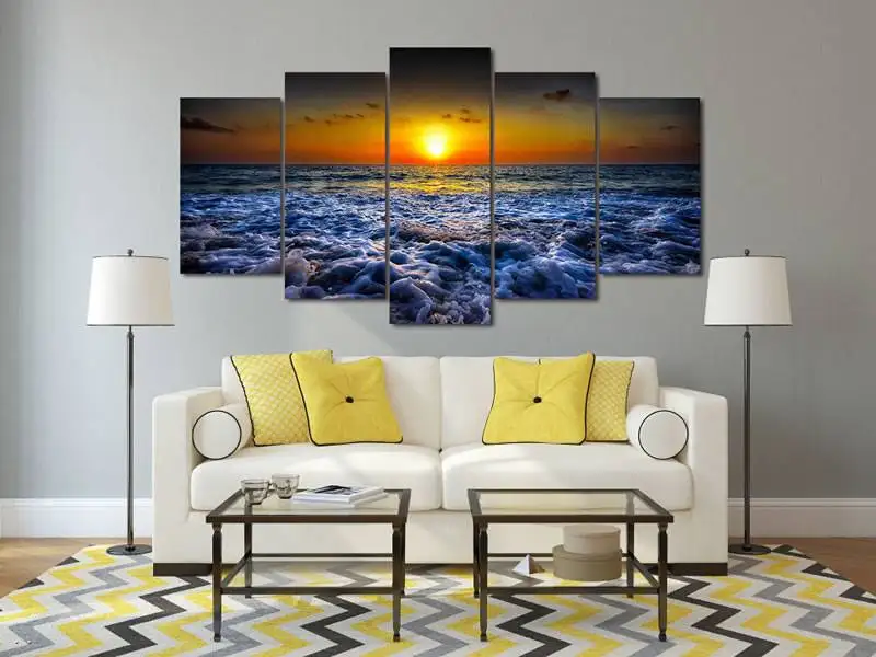 Hd Печать морской пейзаж закат пляж песок живопись на холсте украшение комнаты