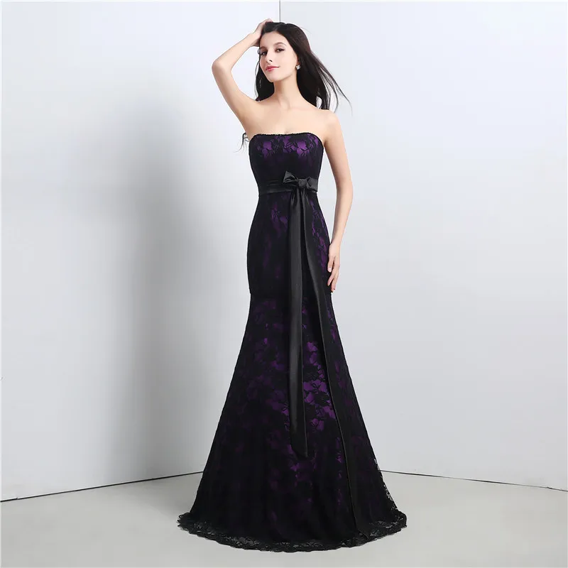 Vestido Elegante Mujer De Noche Элегантное платье без бретелек с русалочкой кружевное длинное
