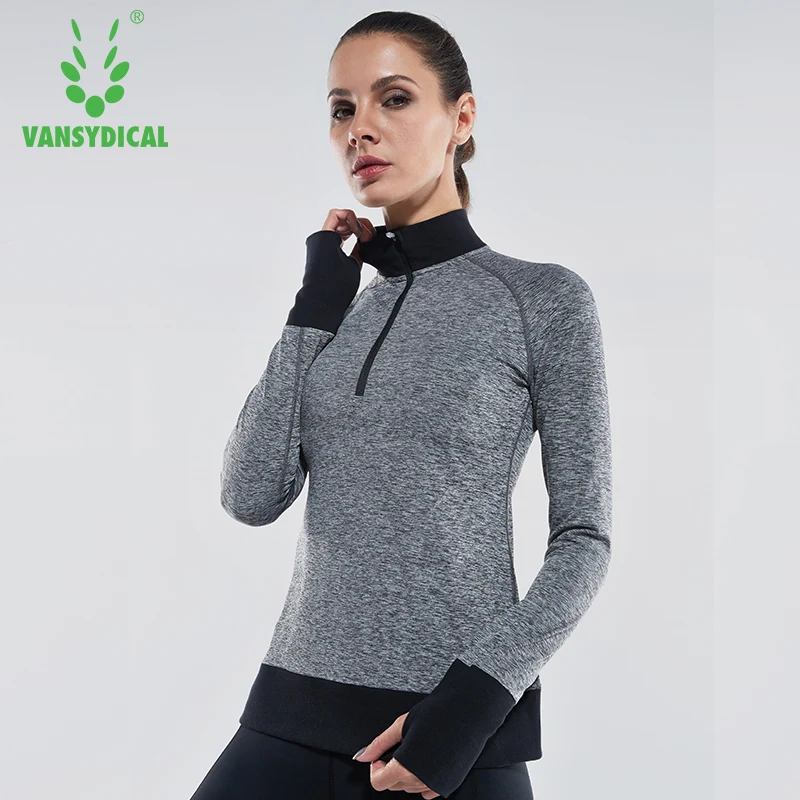 VANSYDICAL Женская одежда для фитнеса осенняя и зимняя футболка с длинными рукавами