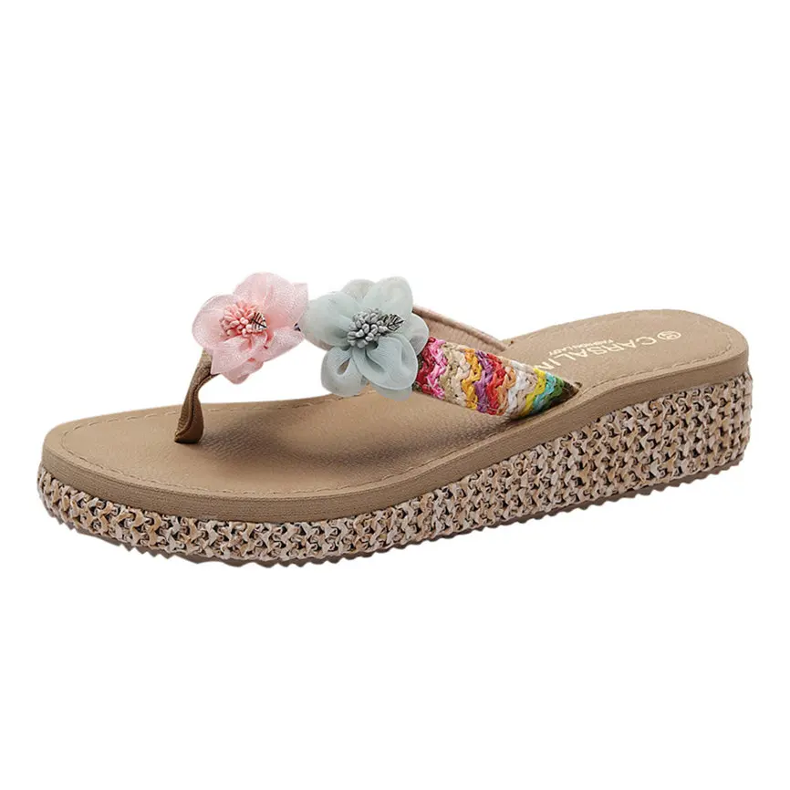 SAGACE/женские тапочки повседневные женские модные вьетнамки на танкетке лоферы с