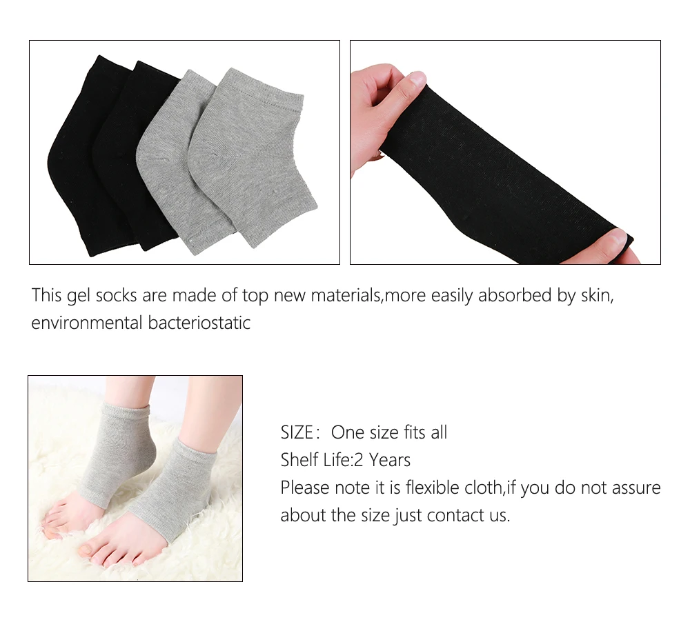 Новые 2 пары Pro Heel Socks Увлажняющие гелевые спа носки для потрескавшейся ноги сухая