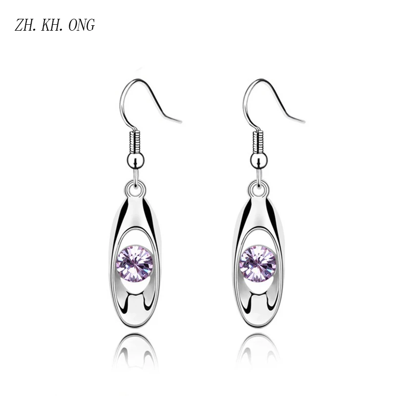 Ж. KH. онг модные длинные Oval Drop колошения для Для женщин Серебряный Цвет мотаться