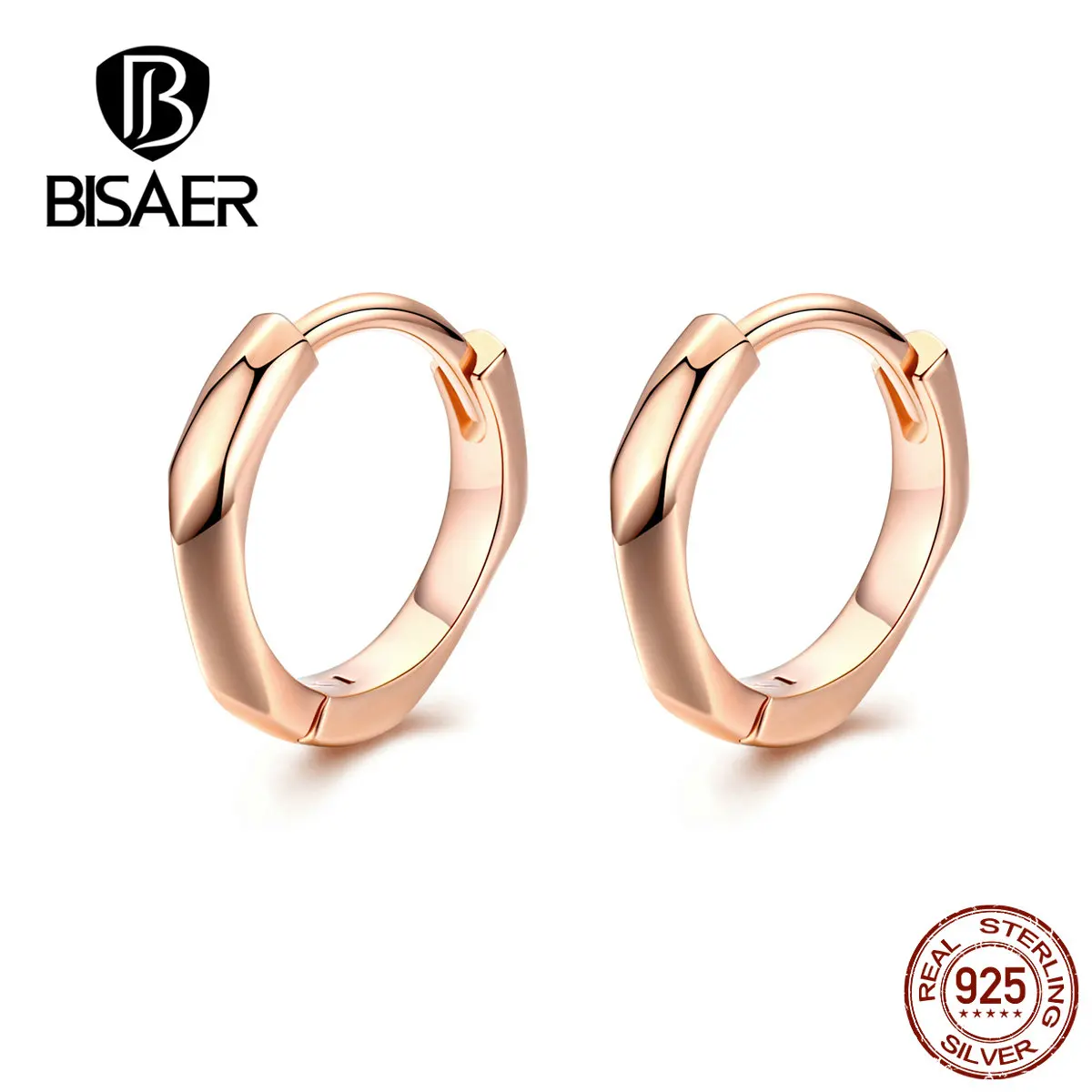 BISAER, круглые серьги для женщин, 925 пробы, серебряные, простые, Круглые, серьги-гвоздики, женские, свадебные, Обручальные, ювелирные изделия, EFE119