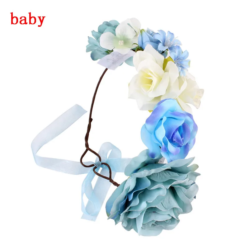 H0243 baby A Для мамы и ребенка, повязкой на голову в тон ручной работы с большим цветком и повязка на голову, для мамы и дочки головной убор заячьи ушки детские украшения для волос H0243 - Цвет: H0243 baby A
