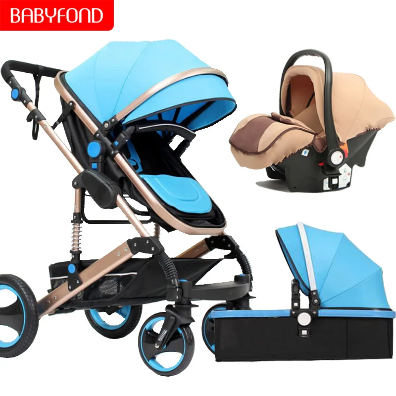 Gold frame 2 in 1 baby stroller lying or dampening folding light weight two-sided child four seasons free shippin | Мать и ребенок