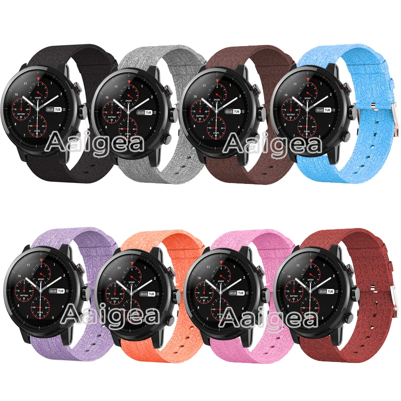 Fashion Woven Fabric Watch Strap Band for Xiaomi Huami Amazfit Strato Sports Watch 2 Smart Watch Nylon Wrist band strap 22mm