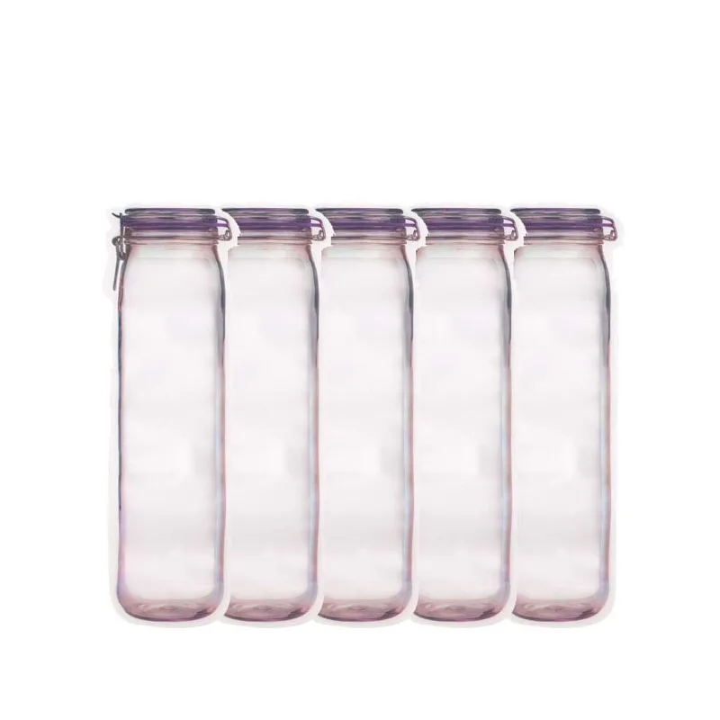Фиолетовый LMETJMA многоразовые сумки Mason Jar, портативные сумки Mason Jar на молнии, пакеты для хранения еды, пакеты для хранения, Снэк сэндвич, Ziplock, сумки KC0248 - Цвет: Фиолетовый