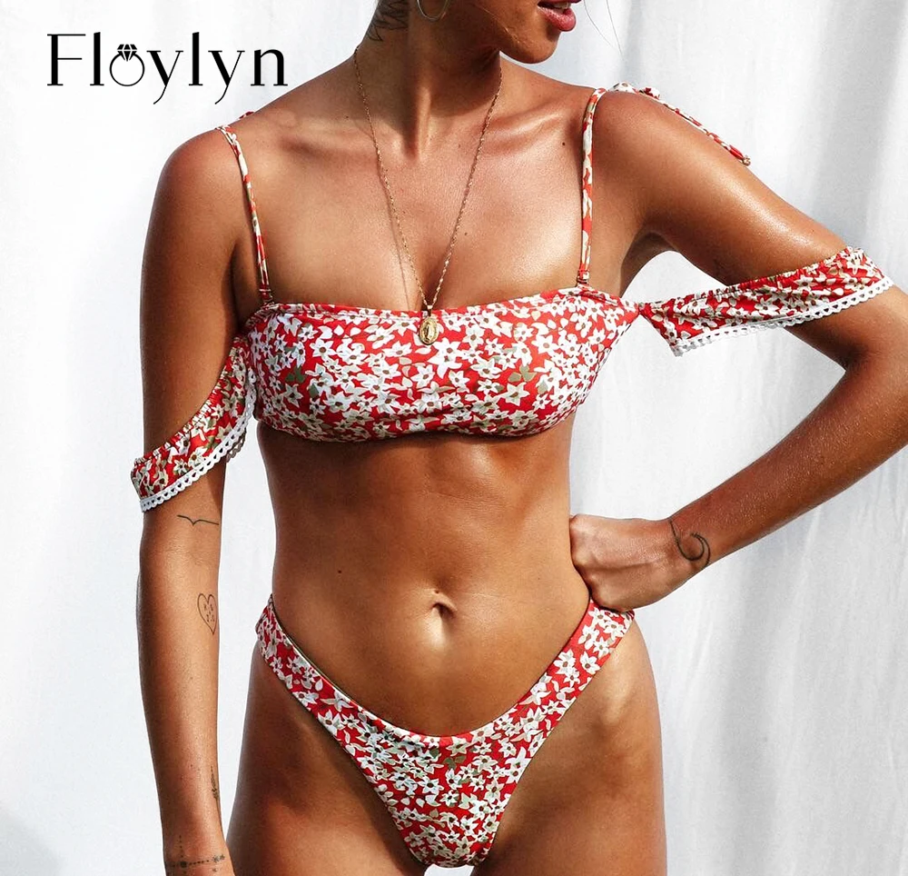 Floylyn сексуальный купальник бикини с высокой талией женский пуш-ап оборками