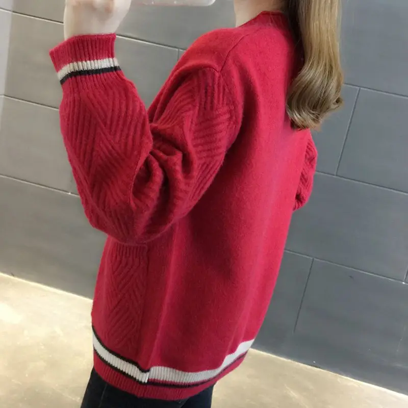 Women Sweater Coat 2019 Spring Autumn New Fashion Single-breasted Short Jacket Casual Loose Large size Female NZYD180A |