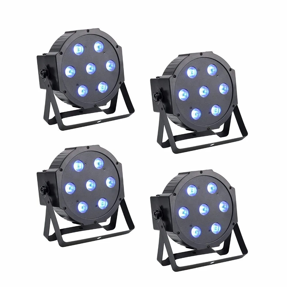 4 шт. этап Освещение RGBW 7*12 Вт LED PAR свет DMX512 управления звуком красочный этапа для