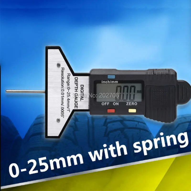 Цифровой глубиномер для шин измеритель глубины резьбы 0-25 мм с пружиной |