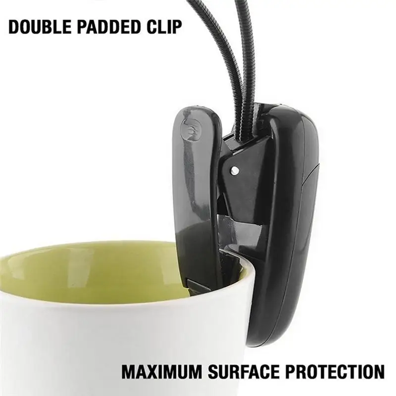 4 светодиодный клип USB Перезаряжаемые настольная лампа Гибкая двойной рычаг