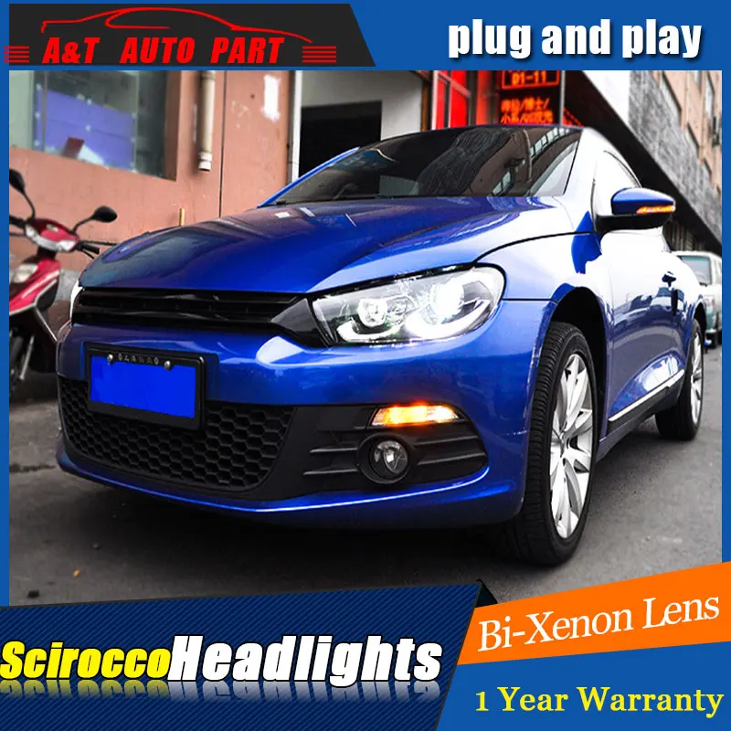 Светодиодный головной фонарь для VW Scirocco 1 4 T 2 0 2009 2017 H7 hid Биксеноновая линза angel eye