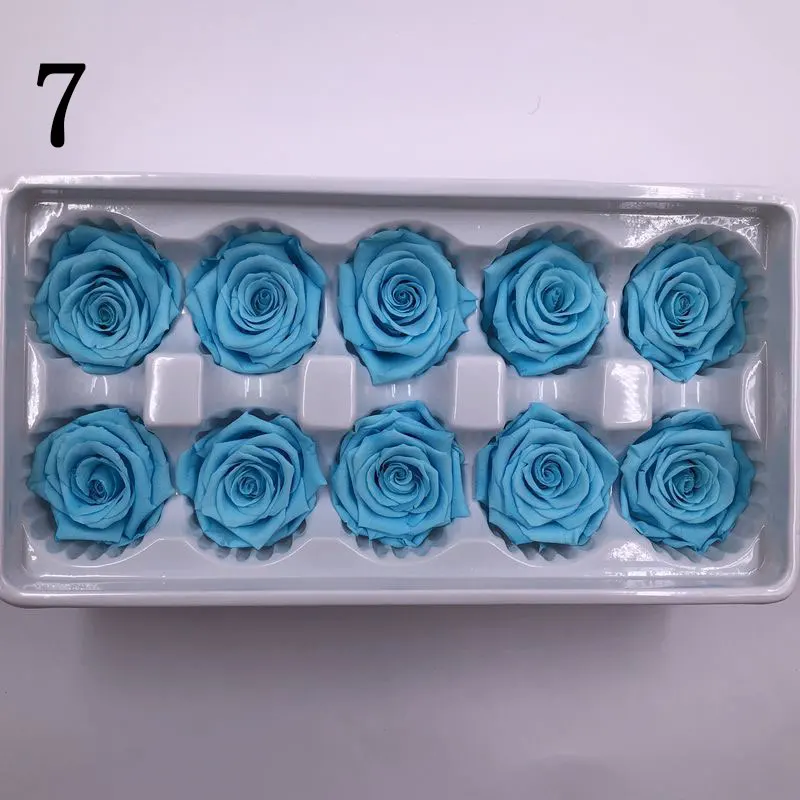 7 1 коробка, 10 головок, цветы, высокое качество, консервированные цветы, цветок, бесморская Роза, 4 см, диаметр, вечная жизнь, цветок, материал, подарочная коробка - Цвет: 7