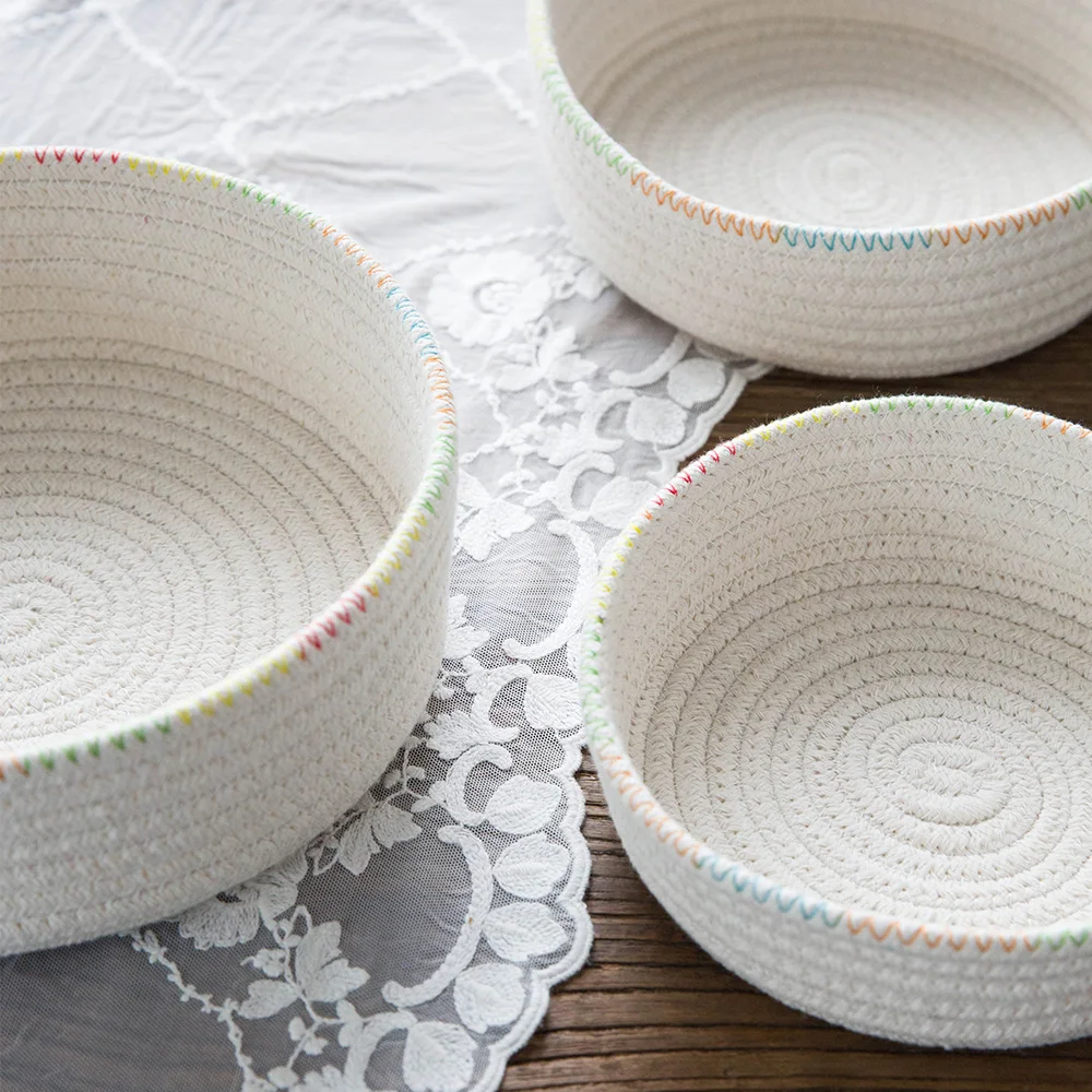 1 шт. креативная плетеная корзина из хлопчатобумажной нити ручной работы корзины