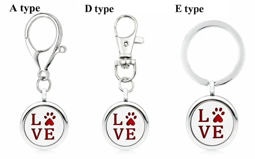 KM221 love paw Милые животные собака кошка Медведь лапа серебро эфирное масло диффузор брелок DIY шары герой 25 мм медальон с ароматом брелок подходит для домашних животных ошейник - Цвет: KM221 love paw