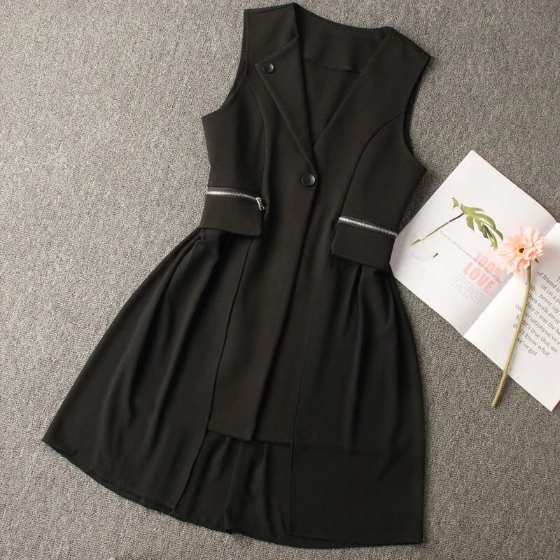 Женский Длинный жилет без рукавов весна осень 2019|Жилеты и безрукавки| |