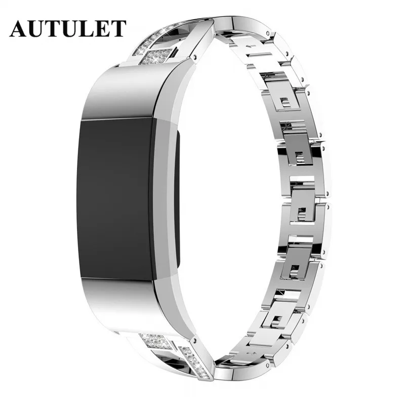 Fitbit Charge 2 Смотреть Band Нержавеющая сталь Bling ремни Для женщин/браслет цвета