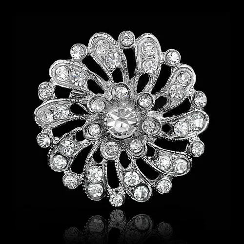 brooch 10 Горный хрусталь Кристалл Серебряный цветок броши для женщин мужчин свадебные вечерние брошь «Букет» прозрачная - Окраска металла: brooch 10