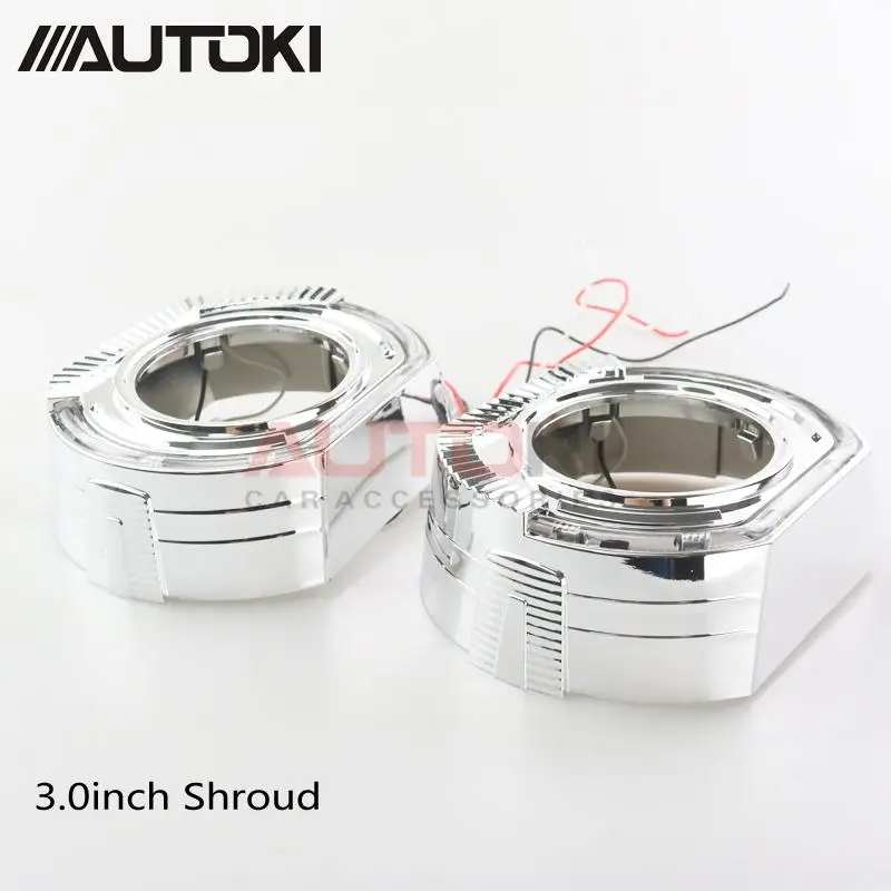 3.0 Shroud-No Lens AUTOKI X5-R 2,0 спортивный светодиодный проектор ангельские глазки+ би ксеноновые линзы для автомобиля модифицированный дневной ходовой светильник 2,5/3,0 H4 H7 9005 - Цвет: 3.0 Shroud-No Lens