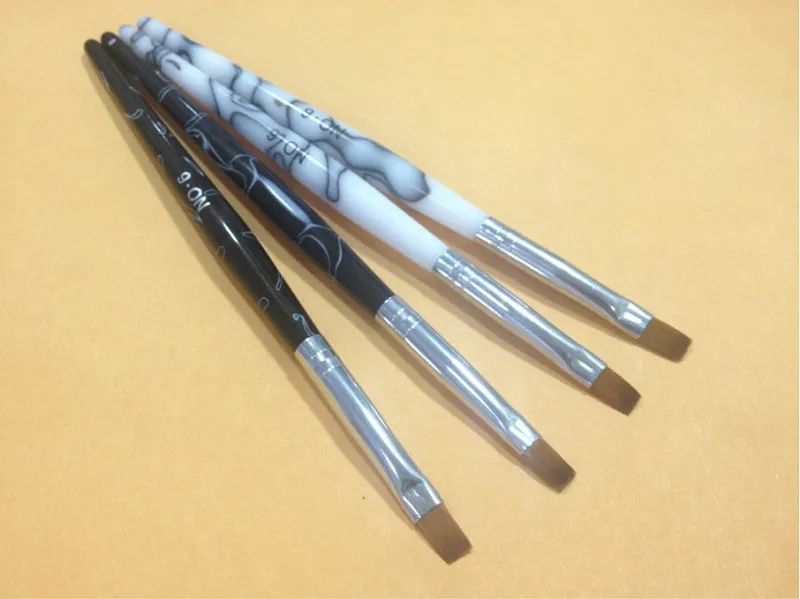 

Wholesale+New Design Black/White 6# Pure Kolinsky Professional Painting Acrylic Nail Gel Brush 10pcs/lot