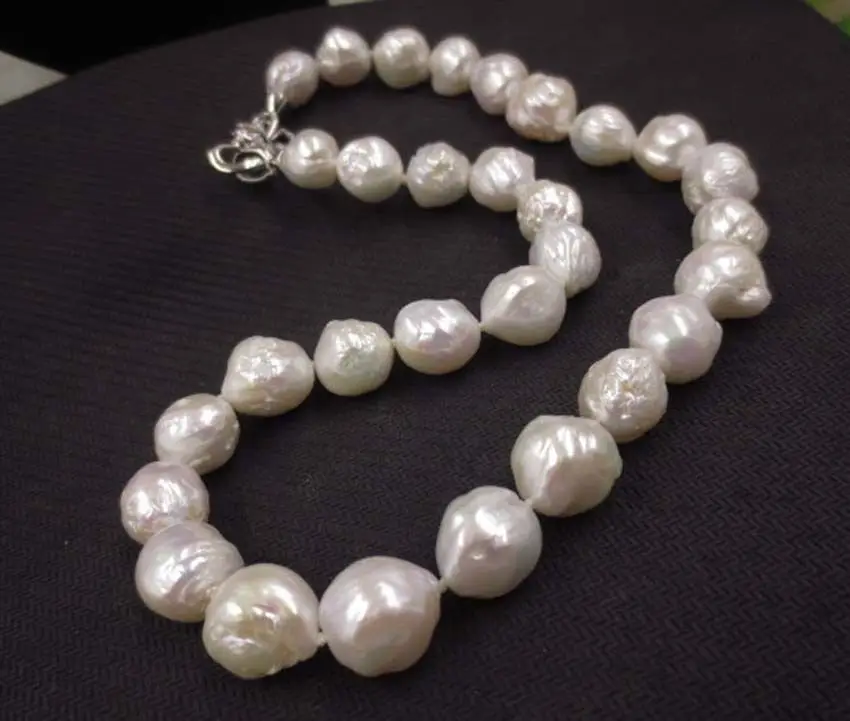 baroque white 11-12.5mm FURROW Kasumi pearl necklace Double heart clasp S487# | Украшения и аксессуары