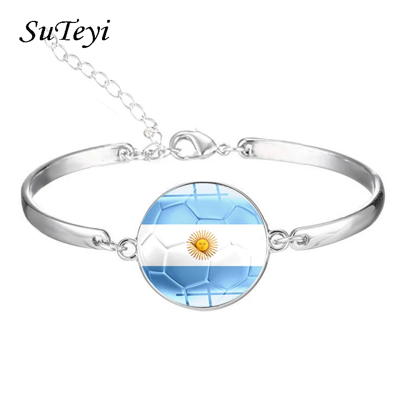 Модные браслеты SUTEYI со стеклянным куполом флагом страны Аргентина Бельгия