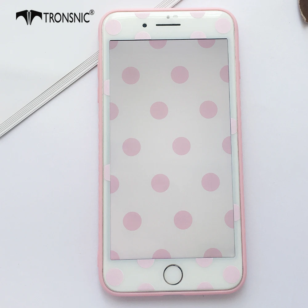 Защитное стекло Tronsnic для iPhone X черное закаленное в горошек пленка белого и