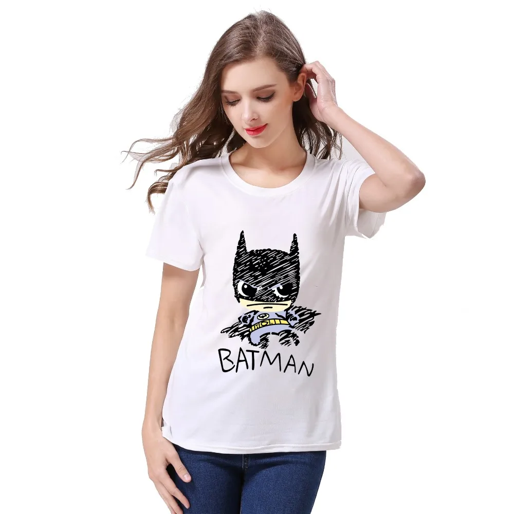2017 Для женщин футболки с коротким рукавом футболка принтом Бэтмена Футболки для