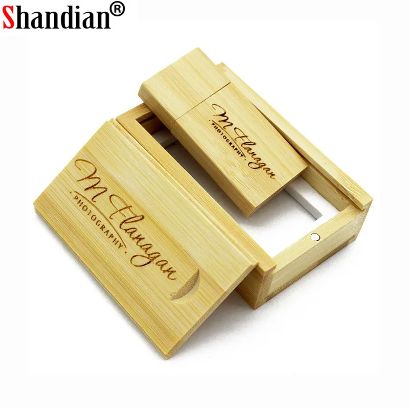 SHANDIAN(более 10 шт. бесплатный логотип) деревянный USB флэш-накопитель+ коробка Флешка 8 ГБ 16 ГБ 32 ГБ Пользовательский логотип для фотографии свадебный подарок