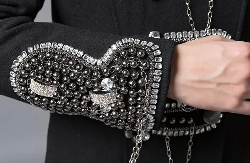 Мужская одежда тяжелый блейзер в стиле панк со стразами Молодежный модный тренд