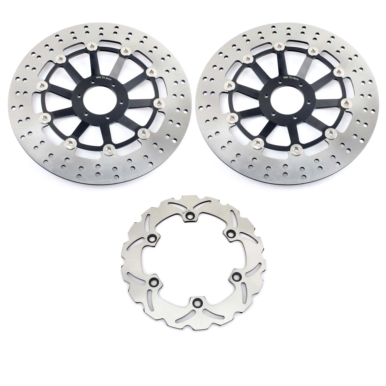 Round Black Set BIKINGBOY круглые волнистые Передние Задние тормозные диски Диски роторы для Honda CBR 1100 XX CBR1100XX Blackbird V W 1997 1998 97 98 - Цвет: Round Black Set