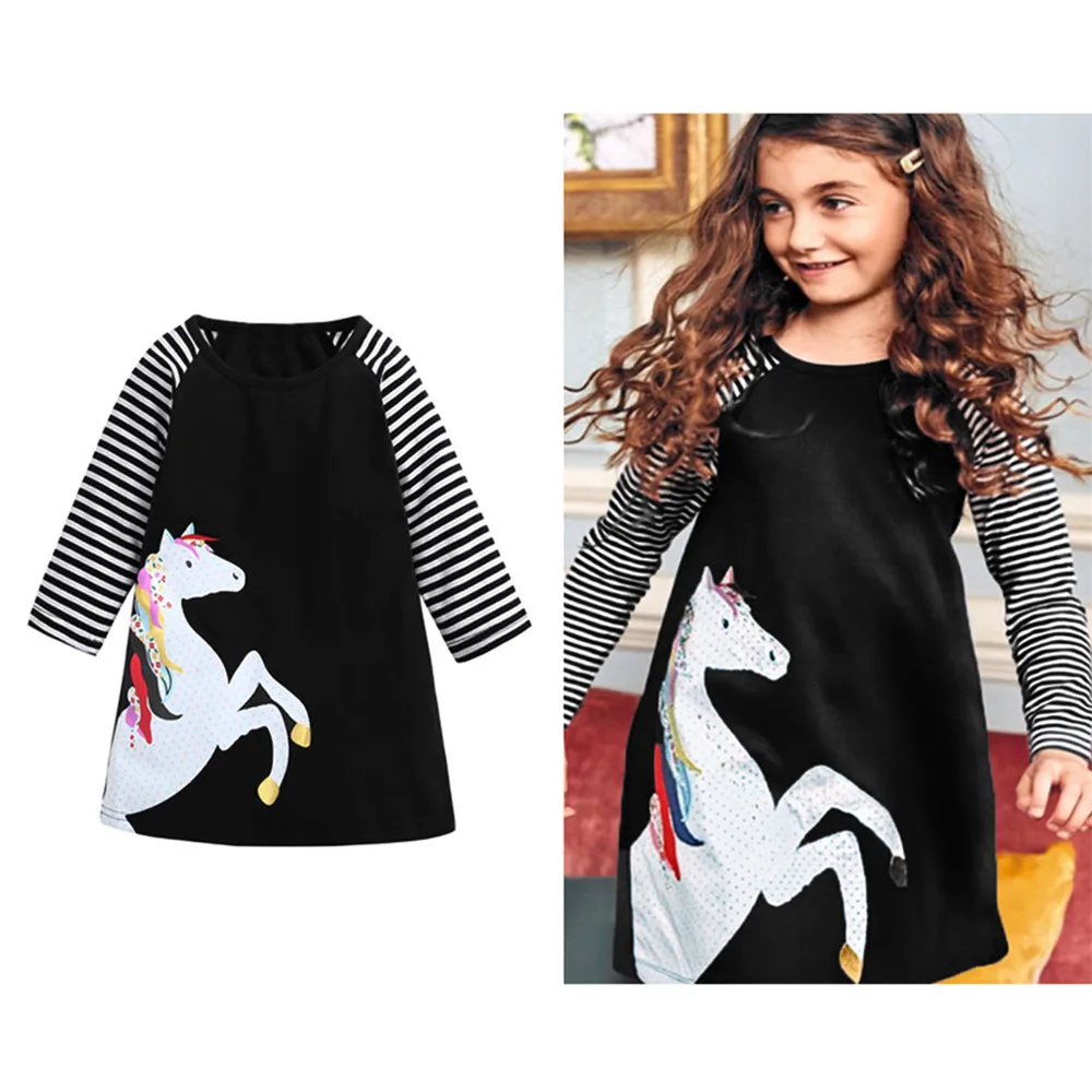 1-7 Years Kids Girl Dress Toddler Baby Long Sleeve Dresses Autumn Children Girls Clothing Winter Cotton Princess Outfits | Детская